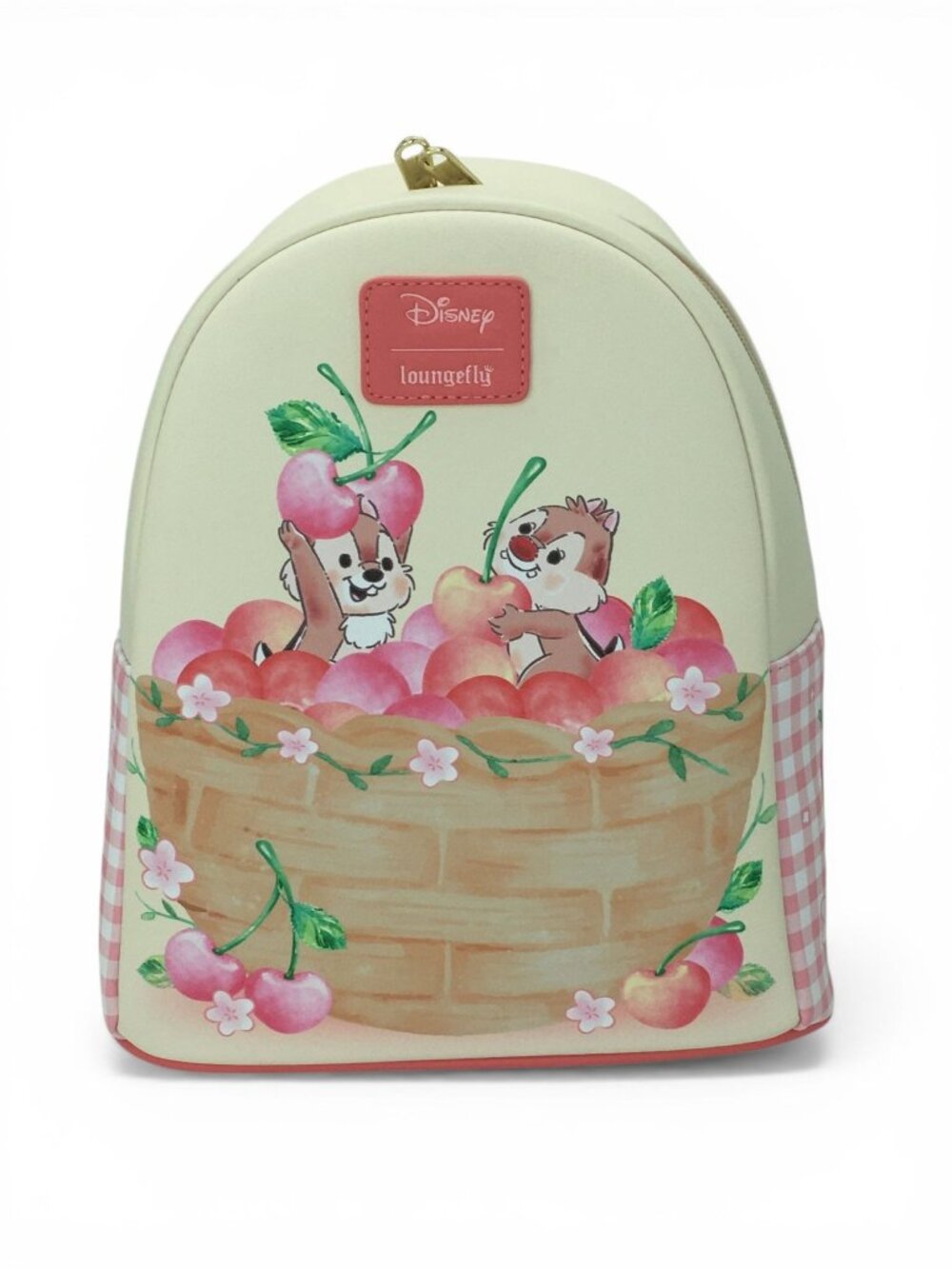 Disney Loungefly Chip N Dale Cherry Basket Mini Backpack Pink Gingham NWT